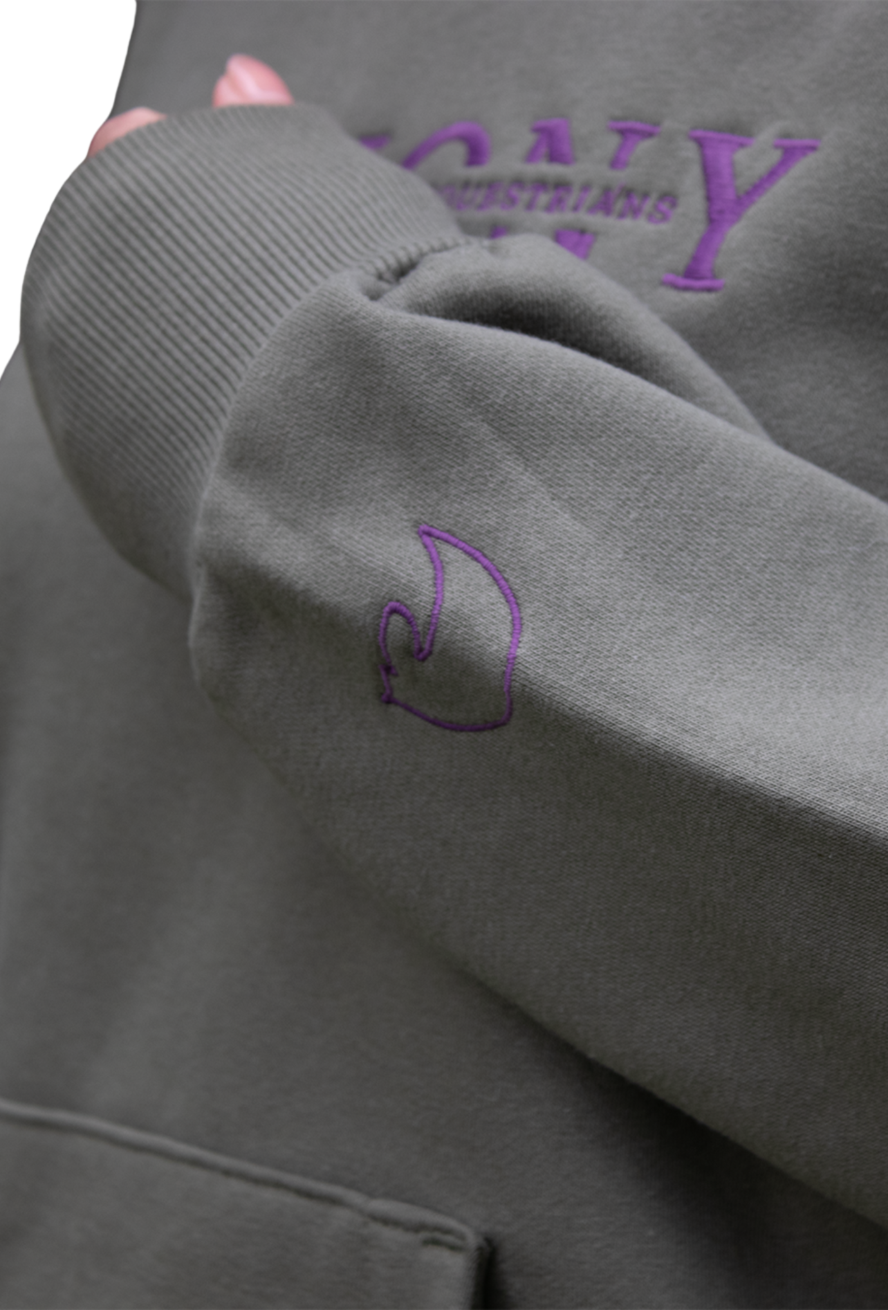 Equestrians Supporting Equestrians Hoodie – Green with Purple Embroidery