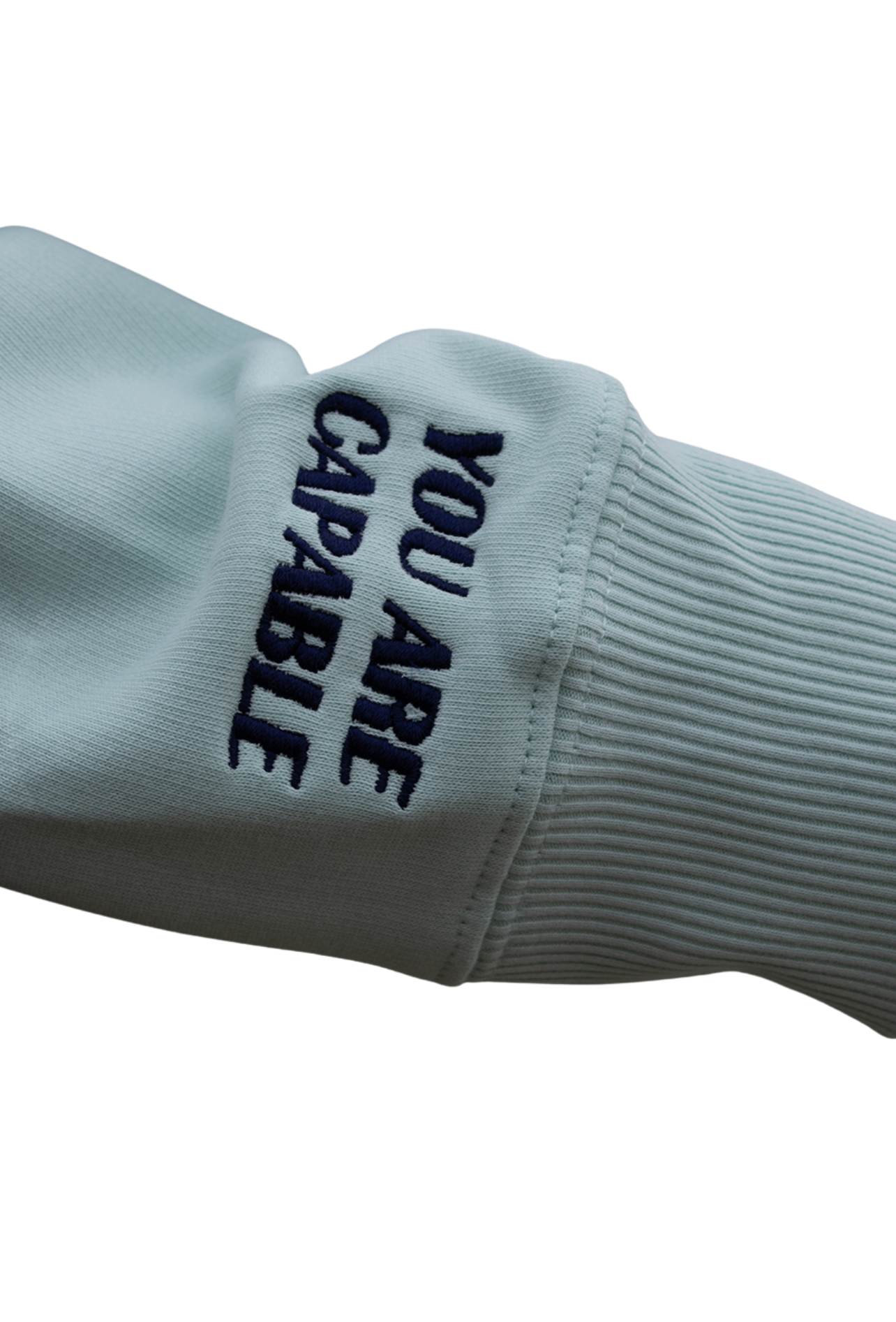 COMING SOON “You Are Capable” Sweatshirt – Mint with Navy Embroidery