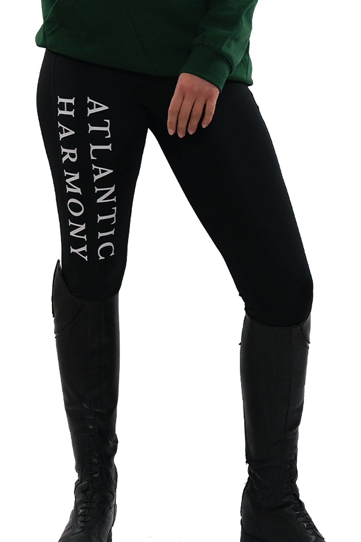 High waisted stretchy equestrian riding leggings with a phone pocket in black