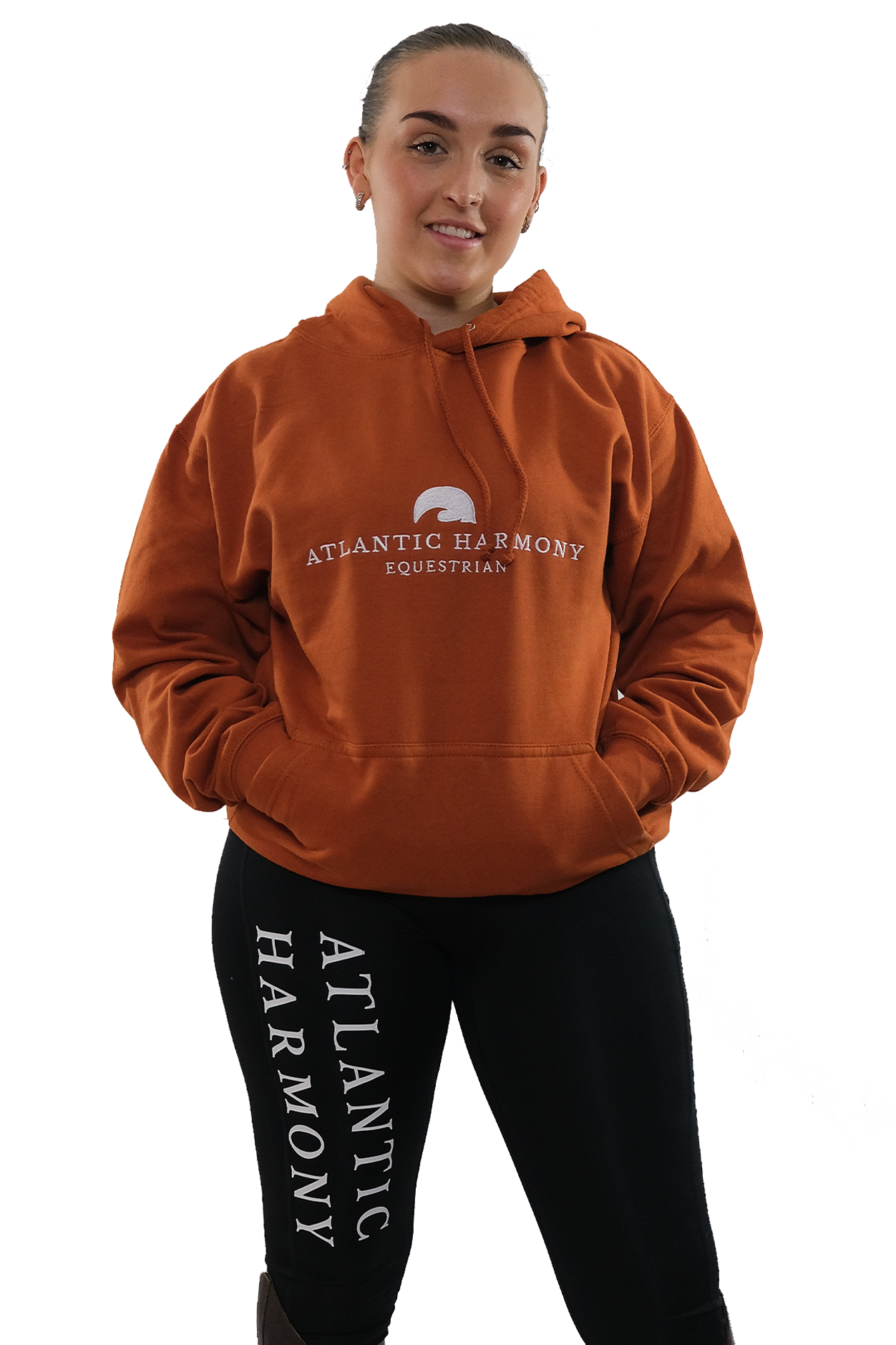 Orange Equestrian Hoodie for riding and yard tasks 